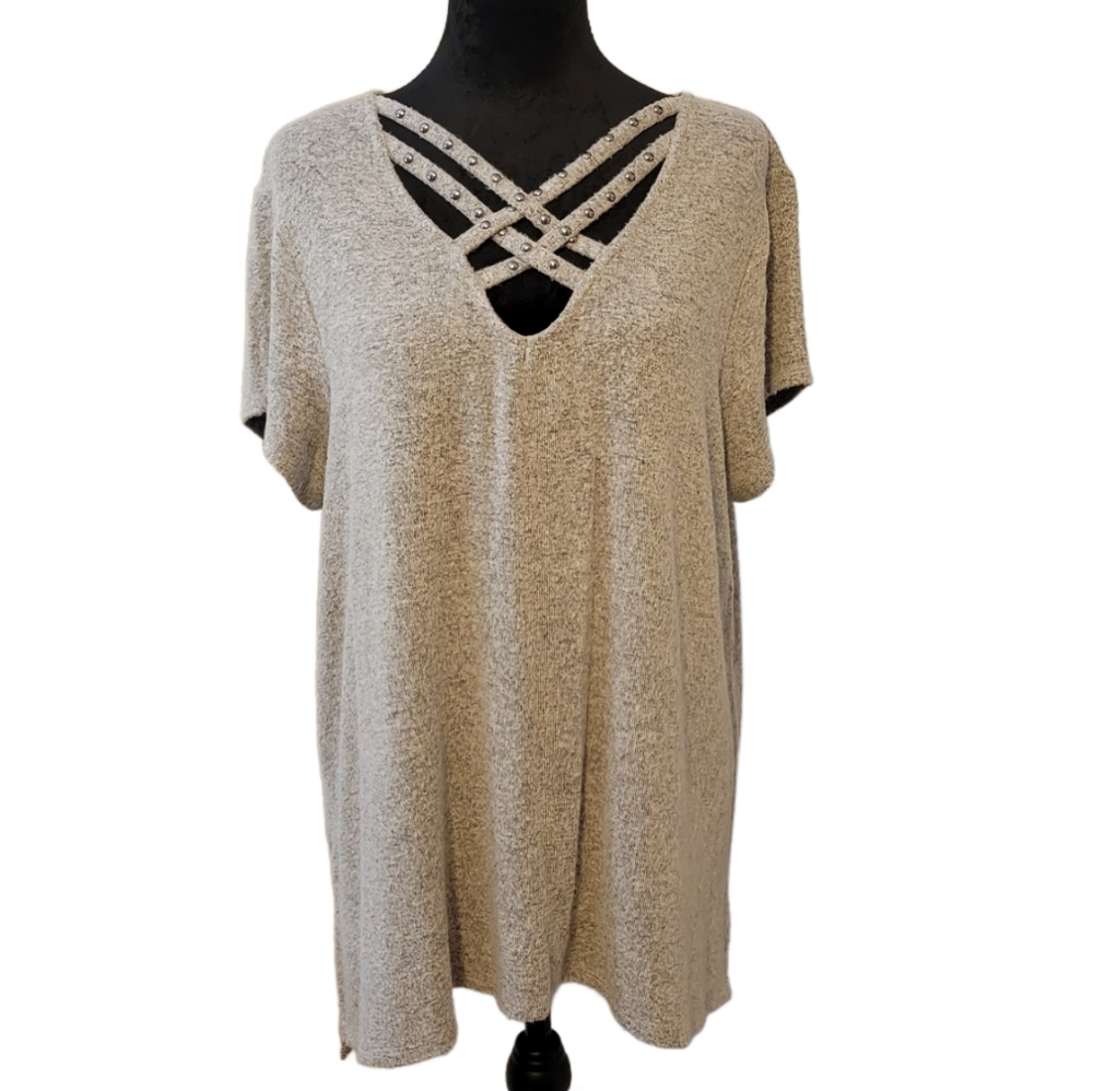 Rock & Republic Gray Studded Top